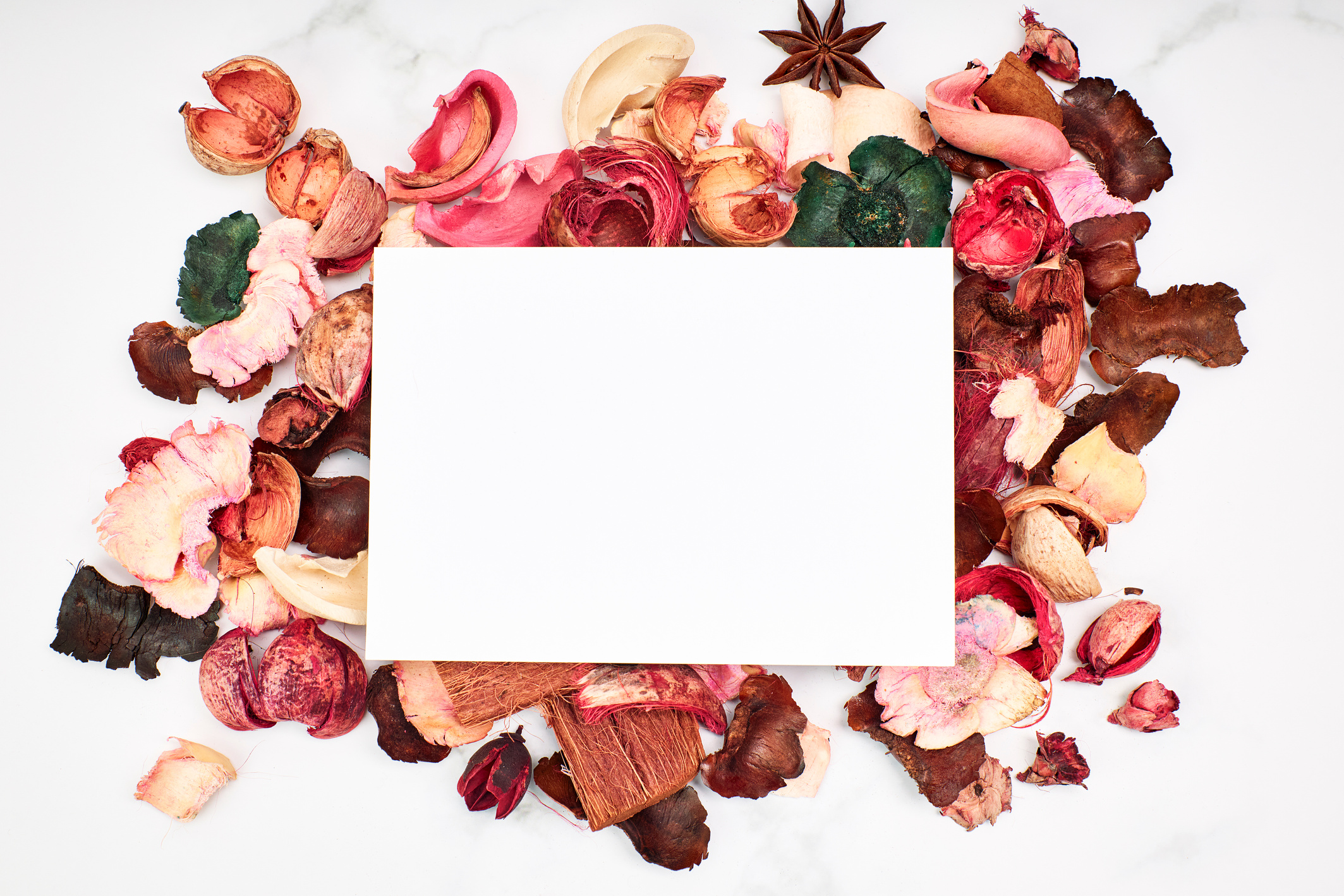 Empty White Cardboard on Dry Colored Leaves for Invitations